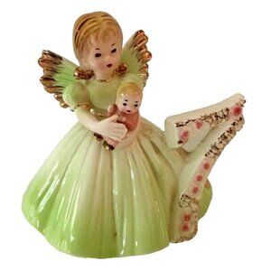 Vintage Josef Original Japan 7 Year Birthday Girl 4.5" Angel w/ Doll Gift